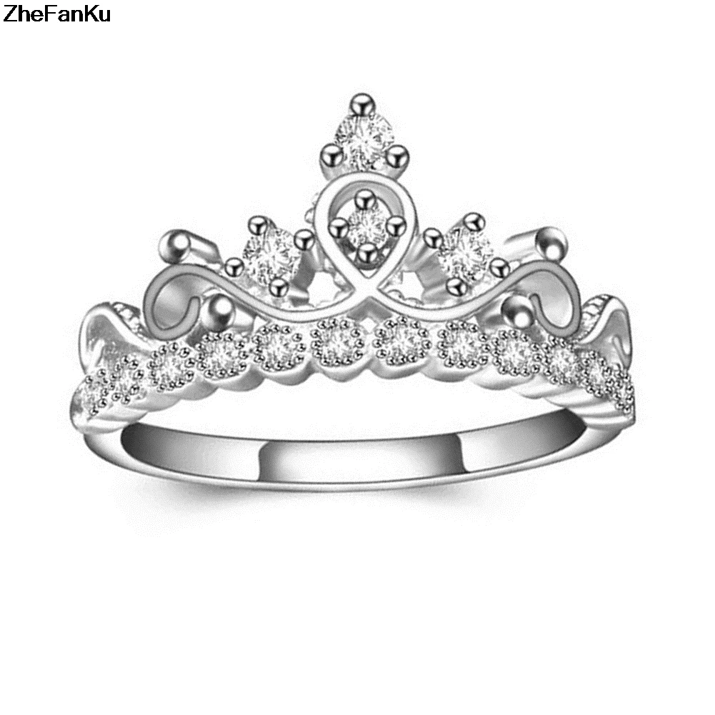 Princess Crown Engagement Rings Sona Round Cut Wedding Anniversary