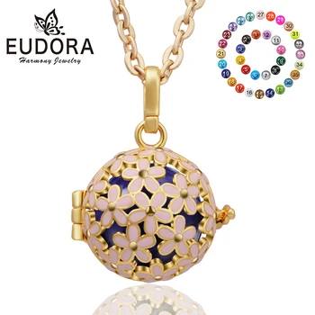 

Retail Eudora Harmony Bola Ball Pendant Necklace Jewelry 18/20mm Pink Floral Gold-Color Angel Caller Floating Locket Pendants