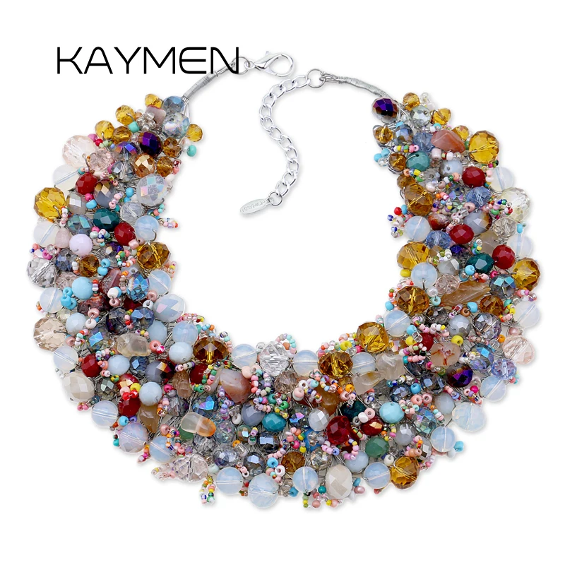 

KAYMEN New Top Unique Design Bohemian Statement Necklace for Wedding Full Crystals Handmade Women's Choker Necklace Fashion