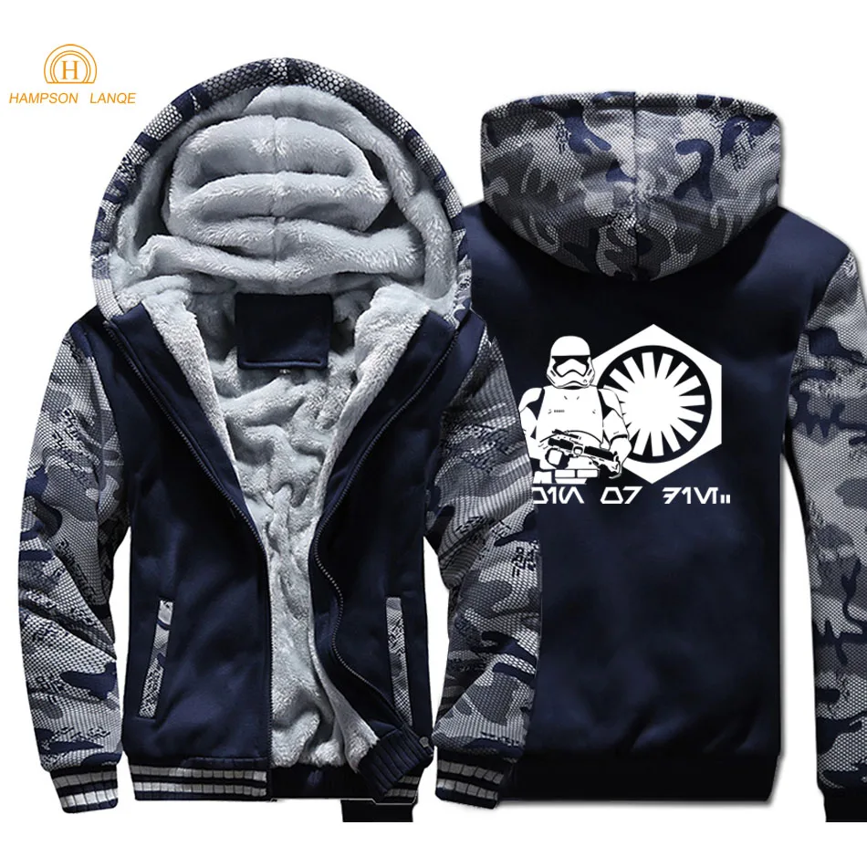 

Movie Star Wars Hip Hop Thick Hoodies 2019 Winter Camouflage Sweatshirt Men Casual Long Sleeve Jackets Zip Up Coat Tracksuit