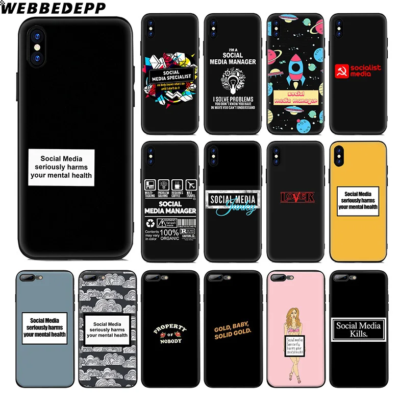WEBBEDEPP социальные сети серьезно вредит Мягкий силиконовый чехол для Apple iPhone 11 Pro Xr Xs
