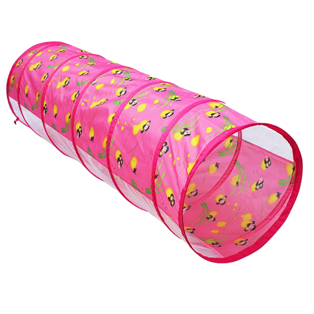 1.5m Glowworm Pop Up Tunnel Toy Play Tent Hut Baby Playhouse Developmental Crawling Adventure Tunnel Games Pink