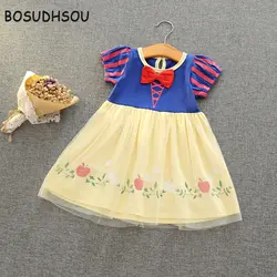 Bosudhsou платье для девочек es 2018 Летний Стиль Одежда для детей, платья Платье принцессы для девочек с цветочным рисунком вечерние Сетчатое