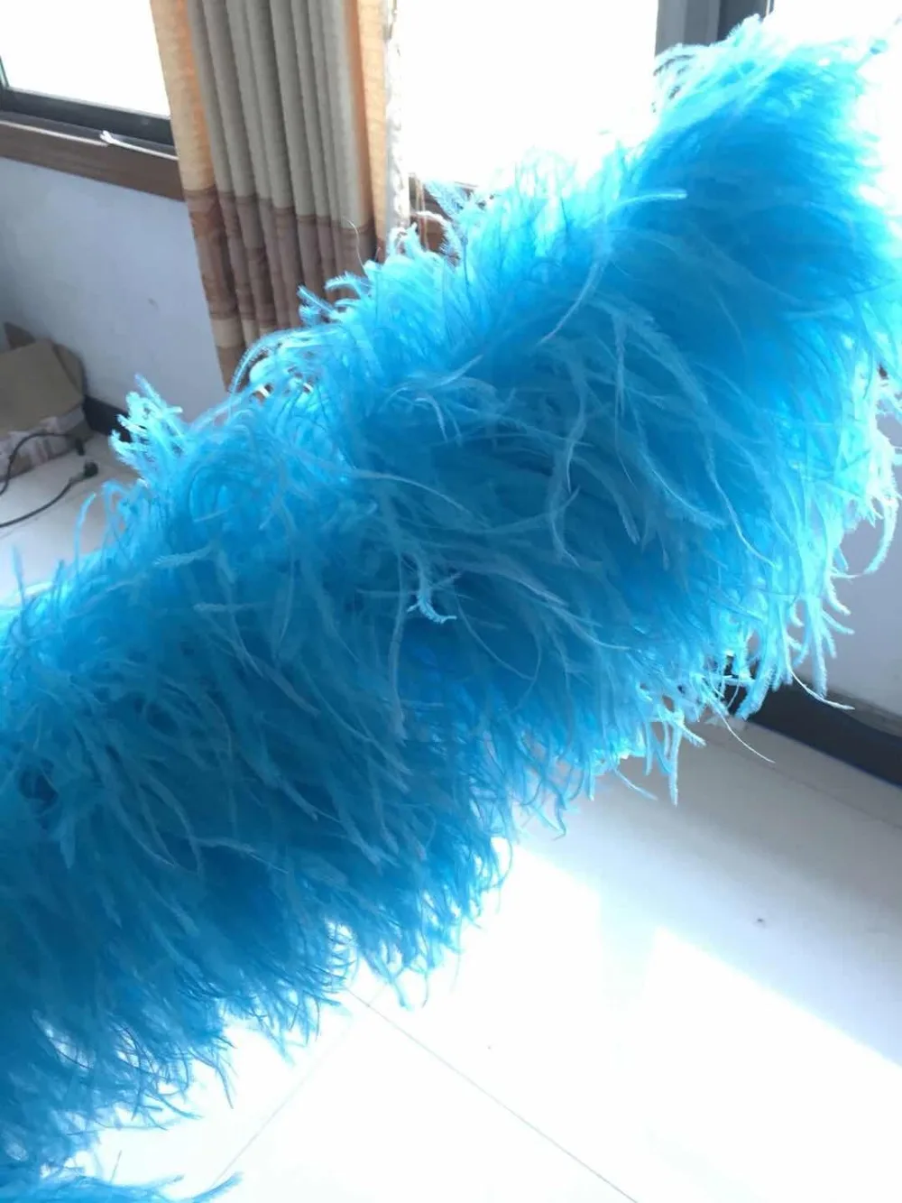 WCFeatherS 2meters Fluffy Ostrich Feathers Boa Feather Fringes Strips Shawl  Wedding Dress Decoration Custom Color Thickness