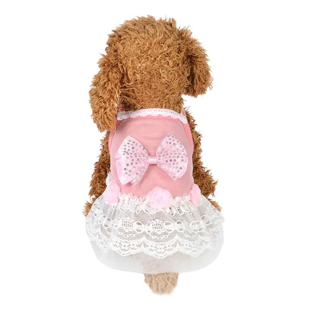 Летнее кружевное платье с рюшами для собак, одежда для домашних животных, платье для кошек, юбка, одежда для щенков, одежда для принцесс, Haustier419
