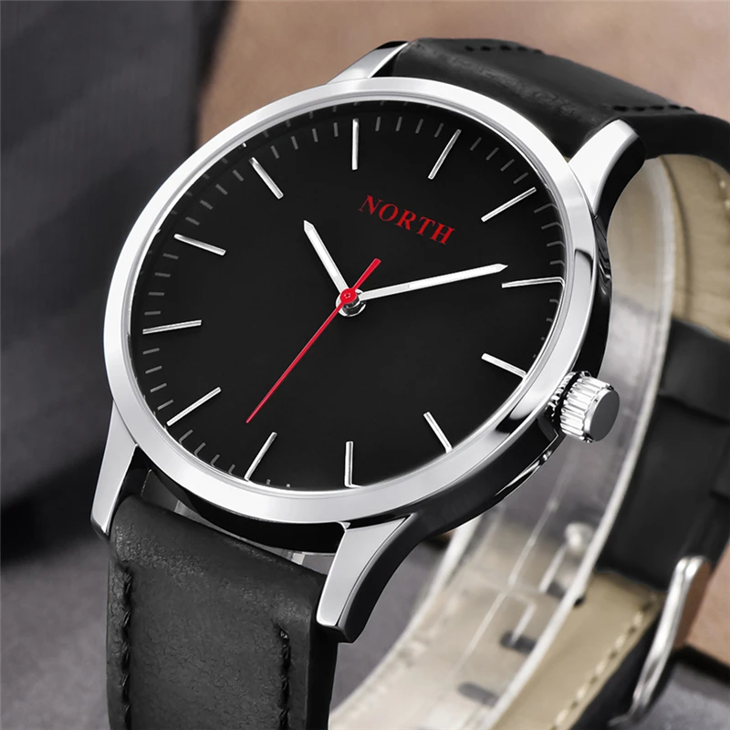 

NORTH Mens Watches Top Brand Luxury Fashion Quartz Watch Men Casual Leather Strap Waterproof Sport Wrist Watch Relogio Masculino