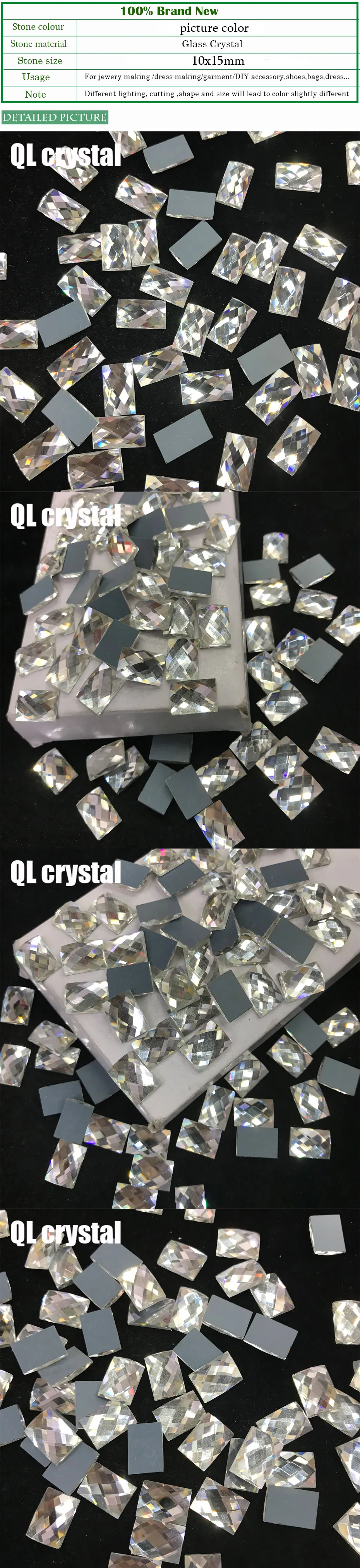 QL Кристалл 10x15 мм кристалл Популярные DIY Одежда одежды обуви сумки клей на плоских спинках стеклянные кристаллы, стразы