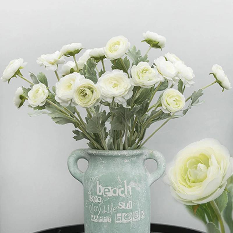 Красивые британские благородные королевские Семейные искусственные лютики Asiaticus шелковые цветы 3 головки росы лотоса искусственный цветок для декорирования A6840