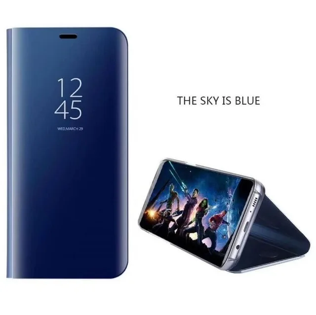 Чехол для samsung Galaxy A7, зеркальный флип, умный кожаный чехол для сна, для samsung A750, SM-A750F, чехлы A750G, Funda Coque 6,0" - Цвет: Синий