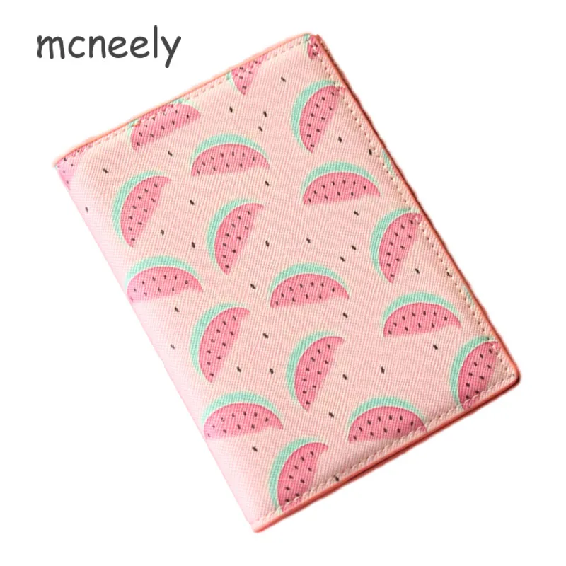 watermelon2 Mcneely фруктовый арбуз розовый Обложка для паспорта из искусственной кожи Женский кредитный держатель для карт для девочек Обложка для паспорта Сумка для документов без молнии - Цвет: watermelon2