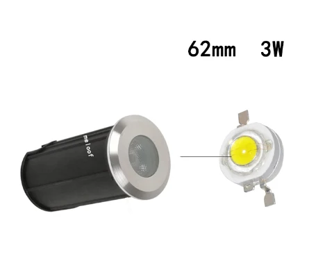 Светодиодный подземный светильник 3 Вт 5 Вт COB напольный светильник для улицы наземный сад квадратная дорожка похороненный двор пятно Пейзаж 85-265 в 12 В 24 в IP68 - Испускаемый цвет: High-power 62mm 3W