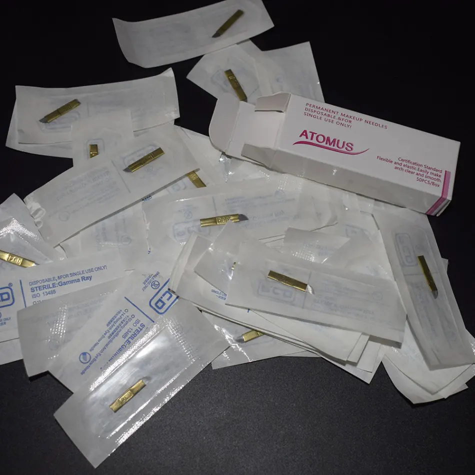 50pcs12/14 шпильки U Форма жесткий PCD Перманентный макияж иглы татуировки лезвие для 3D брови татуировки ручка для микроблейдинга тату