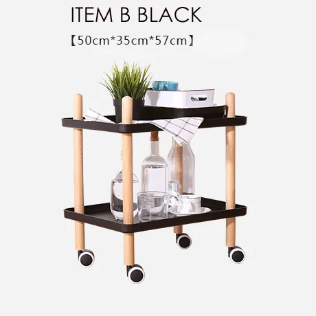 ITEM B BLACK Современный дизайн популярный 2 Слои движущаяся боковая стол из цельного дерева Пластик хранения прикроватный настольная лампа многофункциональная маленькая тележка - Цвет: ITEM B BLACK