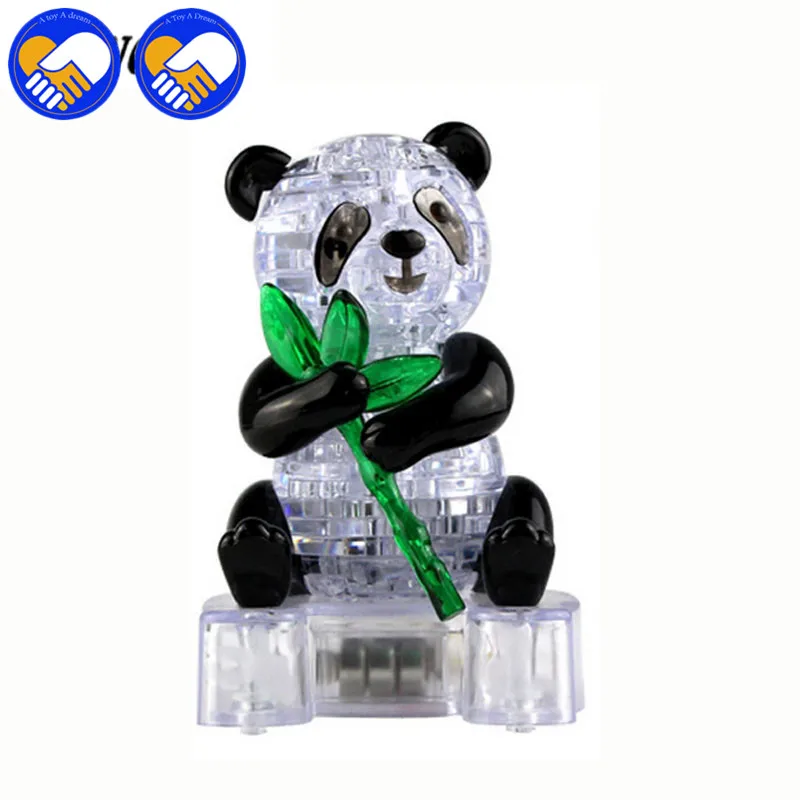 Игрушка мечты 3D Пазлы DIY Кристалл Зеленый бамбук флэш панда с светильник 3D Хрустальные Пазлы собраны DIY модель подарок на день рождения