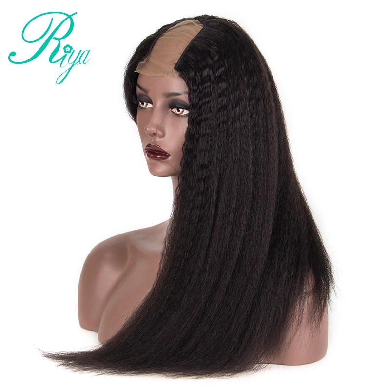 

Kinky Straight U Part Human Hair Wig Peruvian human Hair Wig Middle Openning 2*4 Inches Size Wig for Women RTya Hair