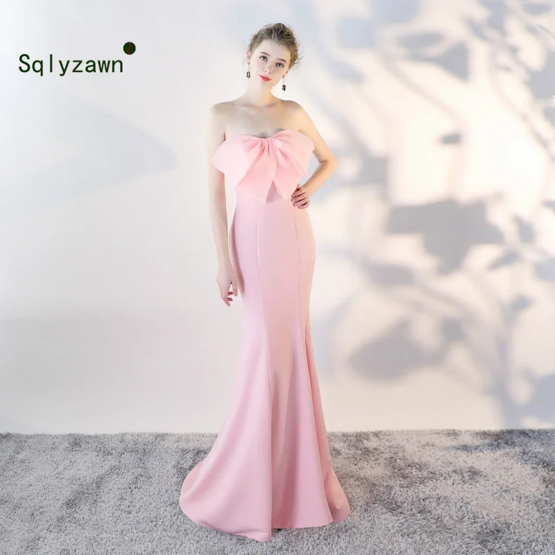 Бургундия без бретелек Vestido De Festa вечернее длинное платье винтажные оборки бант с