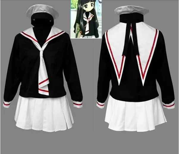 Бесплатная доставка Cardcaptor Сакура Herorine Kinomoto Сакура костюм моряка школьная Униформа Косплэй костюм