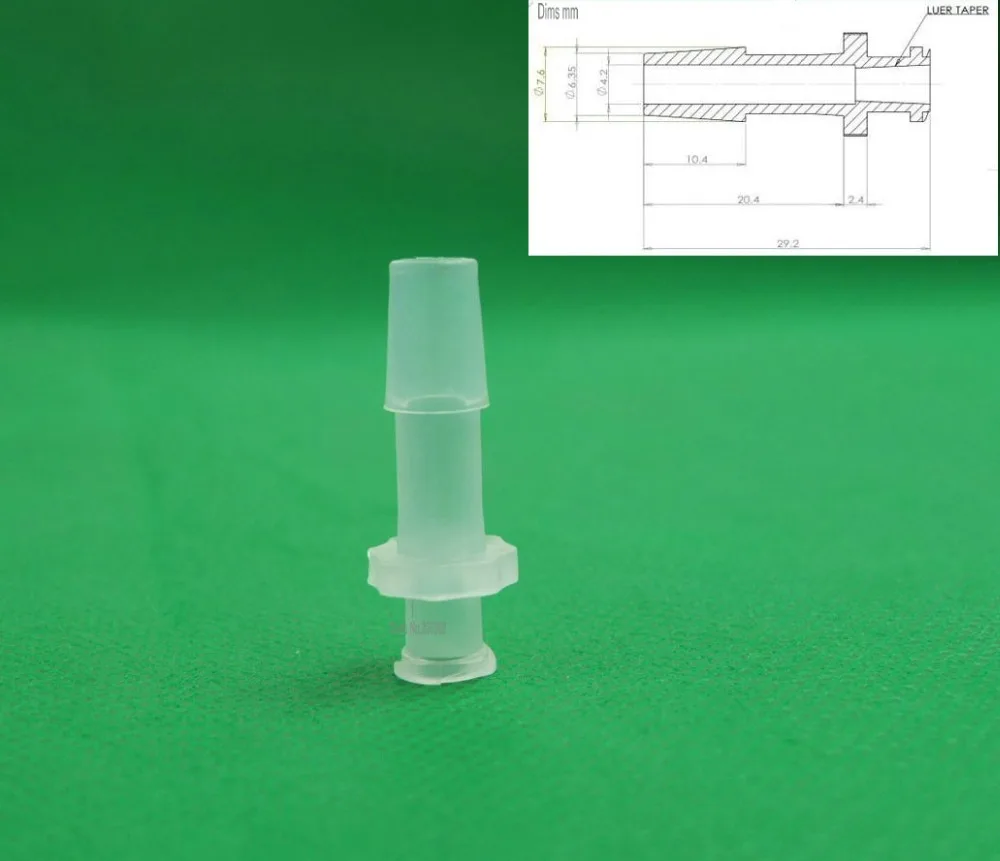 Бесплатная доставка 100 шт./лот 1/4inch-barb luer зауженные шприц установки (polyprop), Луер Блокировка Конические Разъем