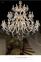 Duplex building atmospheric crystal light staircase chandelier creative 3 layer Villa chandelier lamp pendant chandelier crystal staircase long chandelier modern minimalist solid wood villa entrance atmosphere nordic living room creative bar duplex building