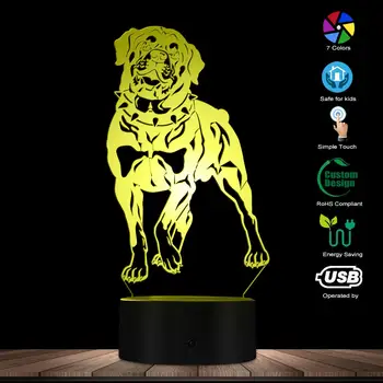 국내 개 애마 3D Led 조명 레이저 조각 아크릴 장식 개 품종 로티 조명 무드 램프, 아이 방 야간 조명