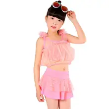 Летний детский милый эластичный купальный костюм для девочек, пляжный купальный костюм, Раздельный купальник с цветочным рисунком для девочек