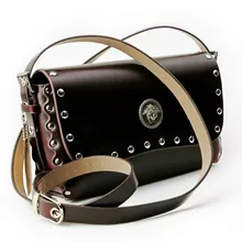2017 frauen Vintage Mode Frauen Messenger Bags Niet Kette Umhängetasche Hochwertigem Echtem Leder Crossbody Quiled Handtasche