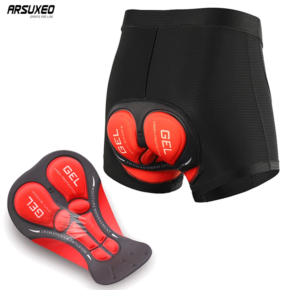 

ARSUXEO Men's Cycling Underwear MTB Mountain Bike Bicycle Under Shorts 3D Padded Cycling Shorts Comfortable Riding Sportwear