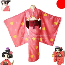 Ichimatsu Kohina impresión del kimono Japonés trajes de cosplay rojo anime Gugure! Kokkuri san (Kimono + Cinturón + Cuerda + Gran corbata de lazo)