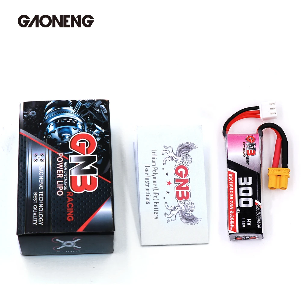 2 шт. Lipo аккумулятор Gaoneng GNB 300 мАч 7 6 В 80C/160C HV с штекером XT30 для BETAFPV Beta75X 2S Beta65X