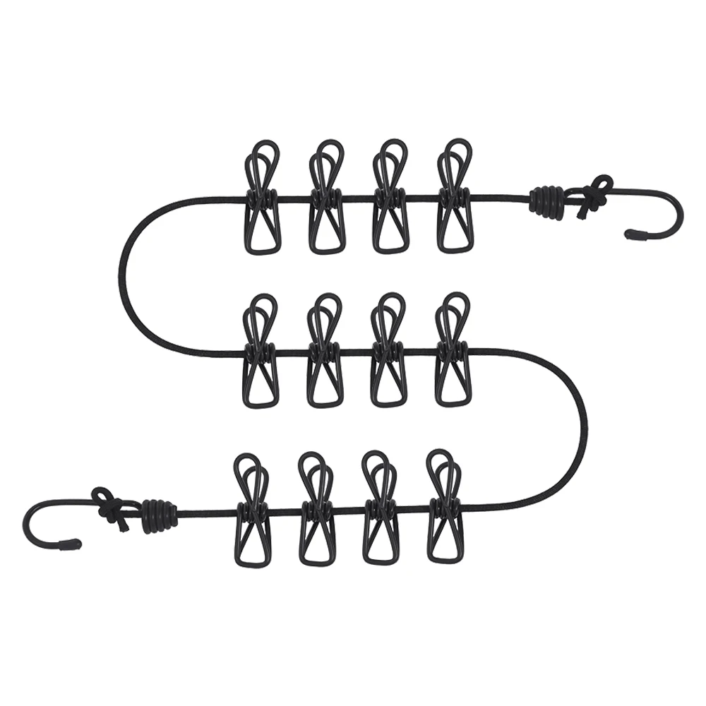 

Retractable Clothesline Elastic Washing Line With 12 Clips Home Socks Underwear Clothes Hanger Windproof Stretch Drying Rack