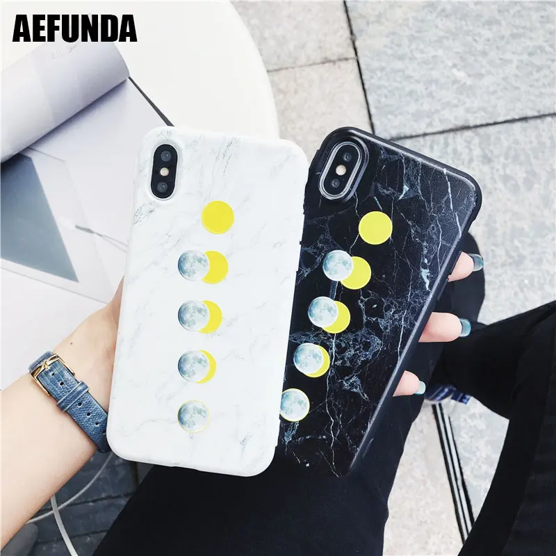 

Fashion Banana Leaf Moon Marble Stone Phone Case for iPhone X 7 8 Plus Soft TPU Silicon Protective Cover For Apple iPhone 6 6S