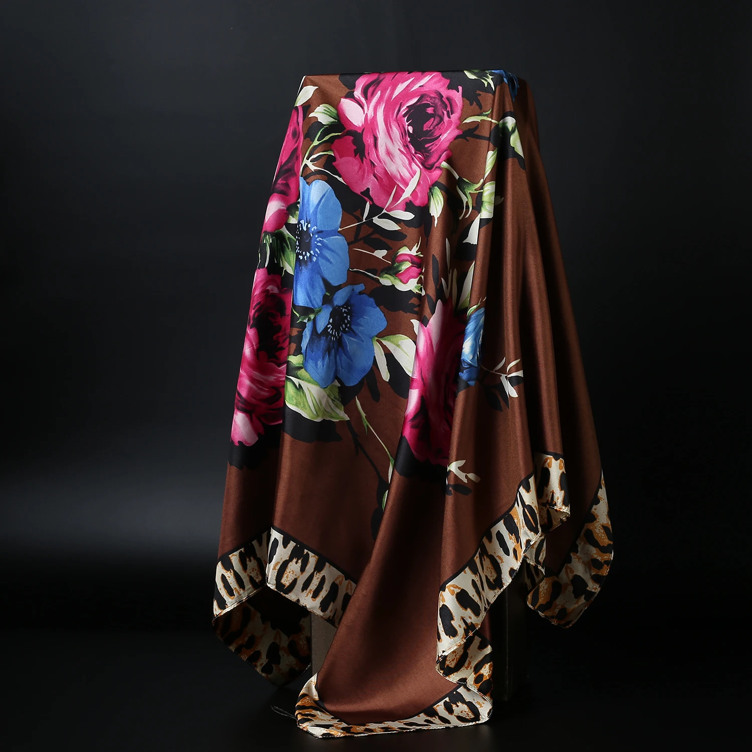 Модные шарфы с принтом для женщин, Шелковый атласный платок, платок на голову для женщин, 90*90 см, квадратные шали и палантины, хиджаб, шарфы для женщин - Цвет: 2238