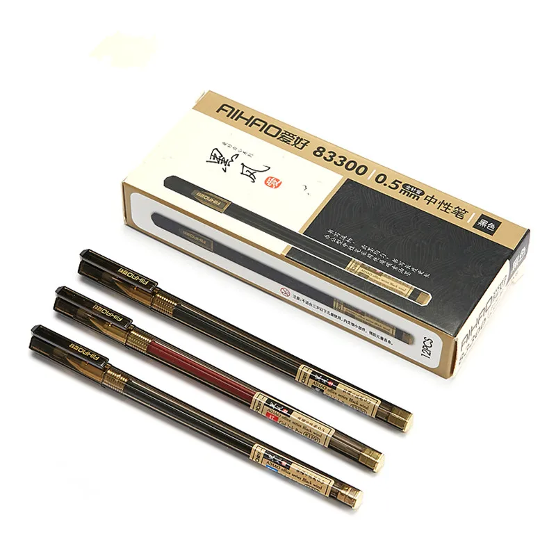 AIHAO Brand New Arrival Stationery Gel Pen Smooth Writing Sign in 12pcs/box 0.5 MM Point Free Shipping | Канцтовары для офиса и