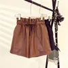 2022 Autumn  New Korean Style Female Sexy Leather Shorts High Waist Loose Wide Leg Short Femme Elastic Waist Belt Free Shipping ► Photo 1/5