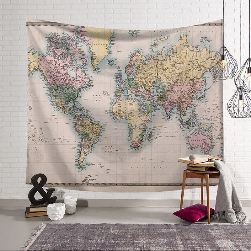 Карта мира узор стены гобелены настенный одеяло фермерский дом DecorHome украшения машина Imprimer сюр Tissu потертый шик