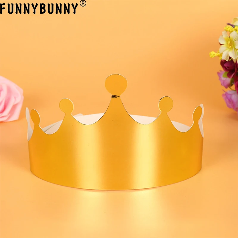 FUNNYBUNNY 12 шт. Золотая бумажная открытка на день рождения корона Кепка Декорации