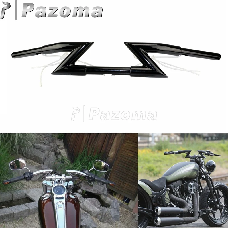 Мотоциклетный руль черный Z образный 1 дюйм для Honda Suzuki Harley Bobber Chopper Softail Dyna XL Sportster|z