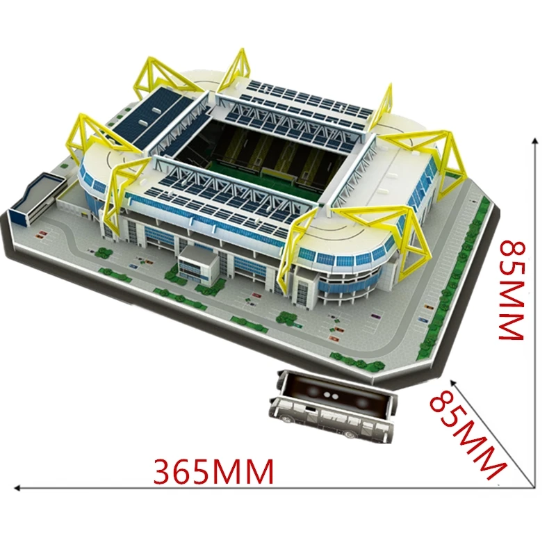 Классические модели паззлов немецкий сигнал Iduna Park Schwarz-Gelb футбольные игры стадионы DIY кирпичные игрушки масштабные наборы бумажный конкурс