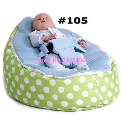 Green polka with blue / white / pink harness seat Designer hot-sale baby bean bag