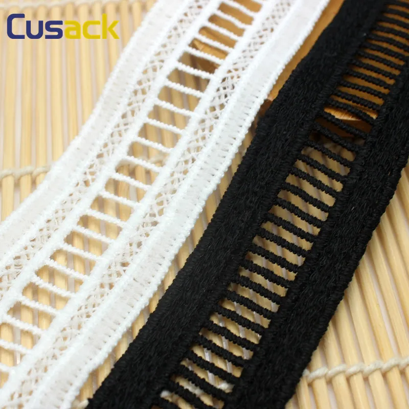 

3 meters 3.0 cm White Black Lace Trims Applique Polyester Cotton for Costume Trimmings Home Textiles Sewing Lace Fabric