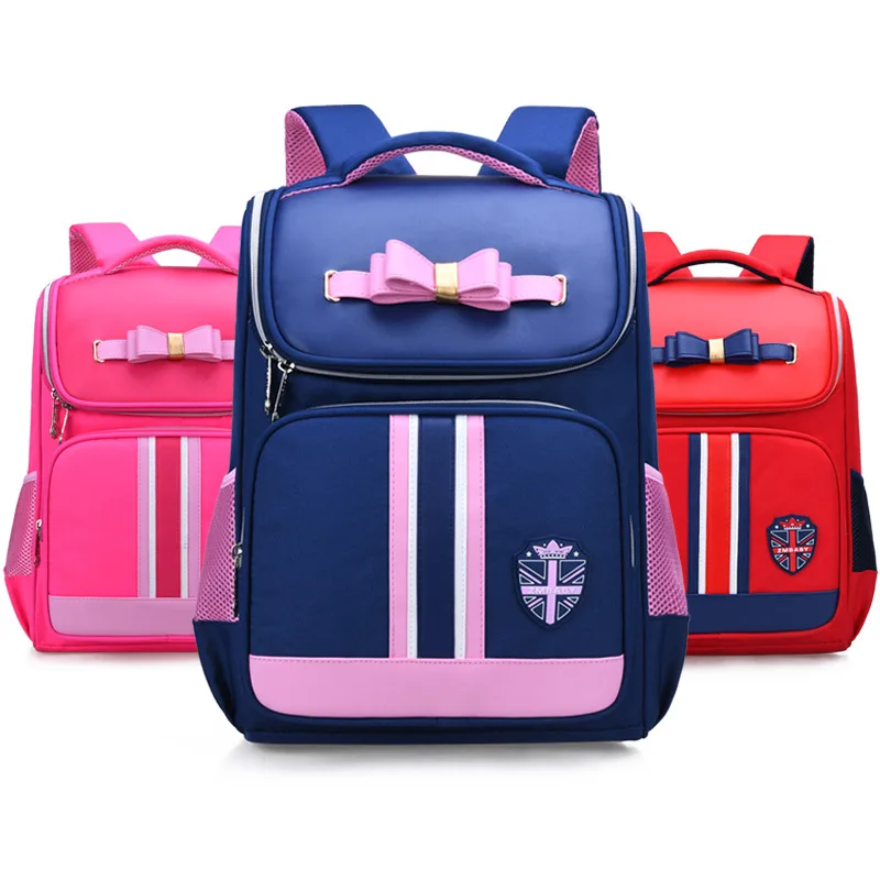 2019 Russia Bowknot Belt Stripe Noble Girl Boy Children Primary School bag Bagpack Schoolbags