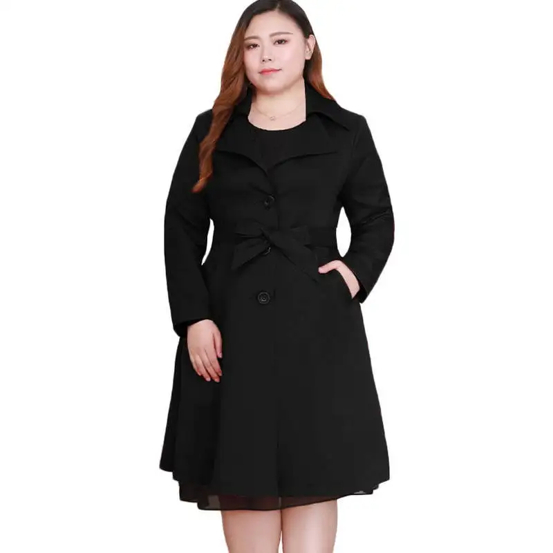 black Большие размеры 10XL, Женская шерстяная куртка, Осень-зима, шерстяные куртки, свободное теплое шерстяное пальто, Женский Тренч высокого качества, пальто 10XL 612 - Цвет: black