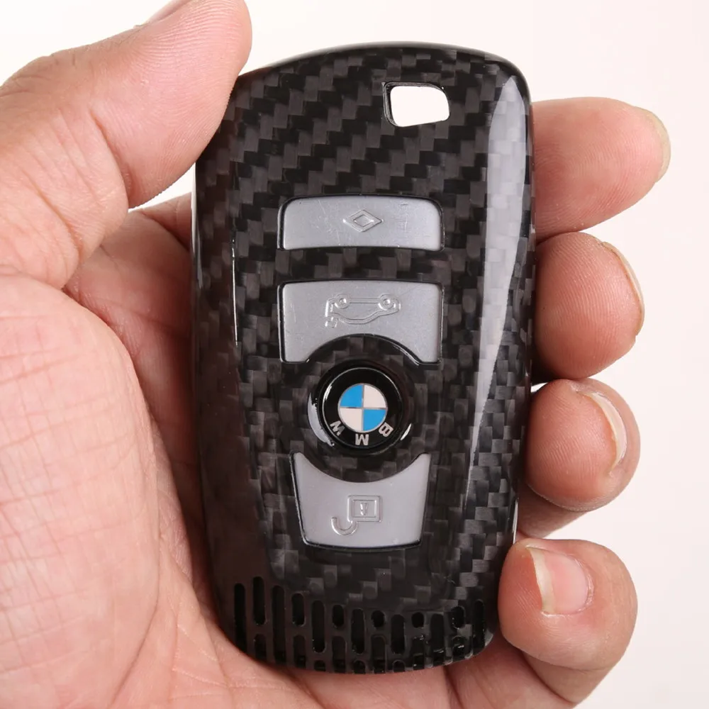 2017 New 100% Genuine Carbon Fiber Car Auto Remote Key Case Cover fob Holder Skin Shell for BMW X5 X6 F15 F16 1 3 5 7 Series X3 X4 Car Styling (8)