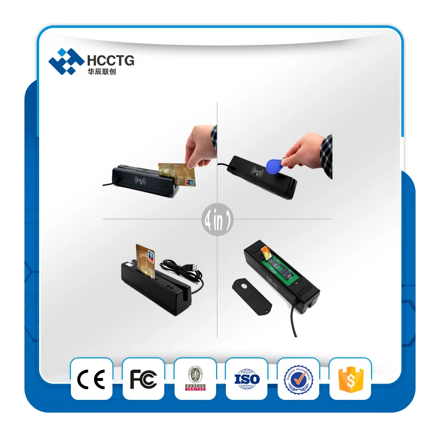 

HCC-110 All In One MSR Magnetic Stripe Card Reader/ IC chip Contact Card Reader Writer/ NFC RFID card Reader Writer