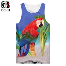 OGKB, новинка, Harajuku, мужские майки, 3d принт, попугай, без рукавов, птица, жилет, для мужчин, хип-хоп, бодибилдинг, фитнес, повседневный жилет