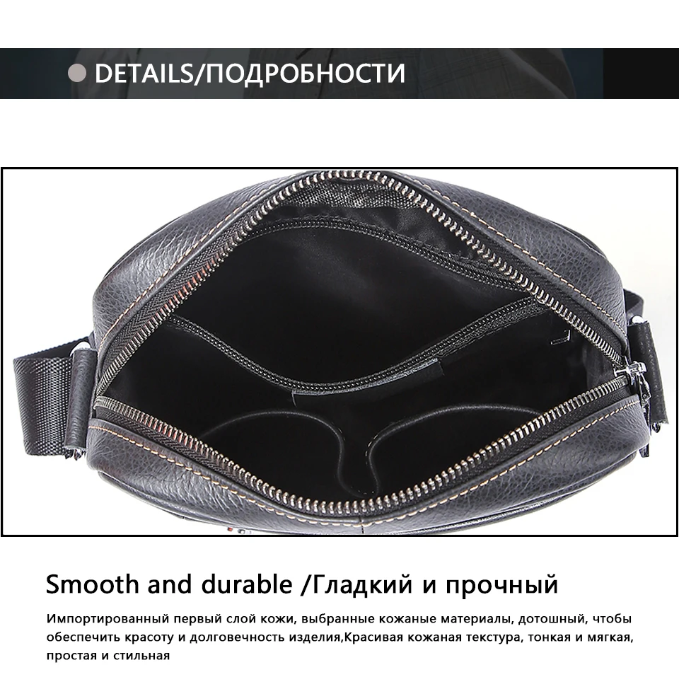 Black Leather Shoulder Bag Male Genuine Leather Men Bags Casual Crossbody Bags (16)