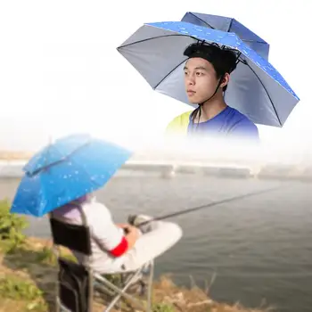 

77cm Sunscreen Windproof Head-Mounted Umbrella Top Folding Hat Umbrella Outdoor Fishing Sunscreen Tools