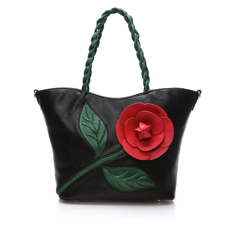 Китайский стиль 2017 разноцветная с устойчивым каблуком трехмерный цветок сумка-шоппер сумки одно плечо женские большие сумки