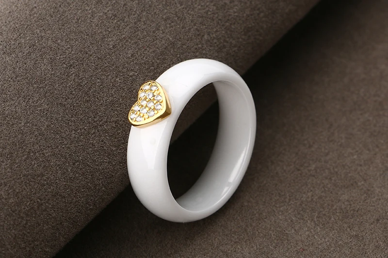 Золотое серебряное керамическое кольцо в форме сердца шириной 6 мм и 3 мм, здоровый гладкий материал с шикарным фианитом для женщин и девочек, подарки на свадьбу
