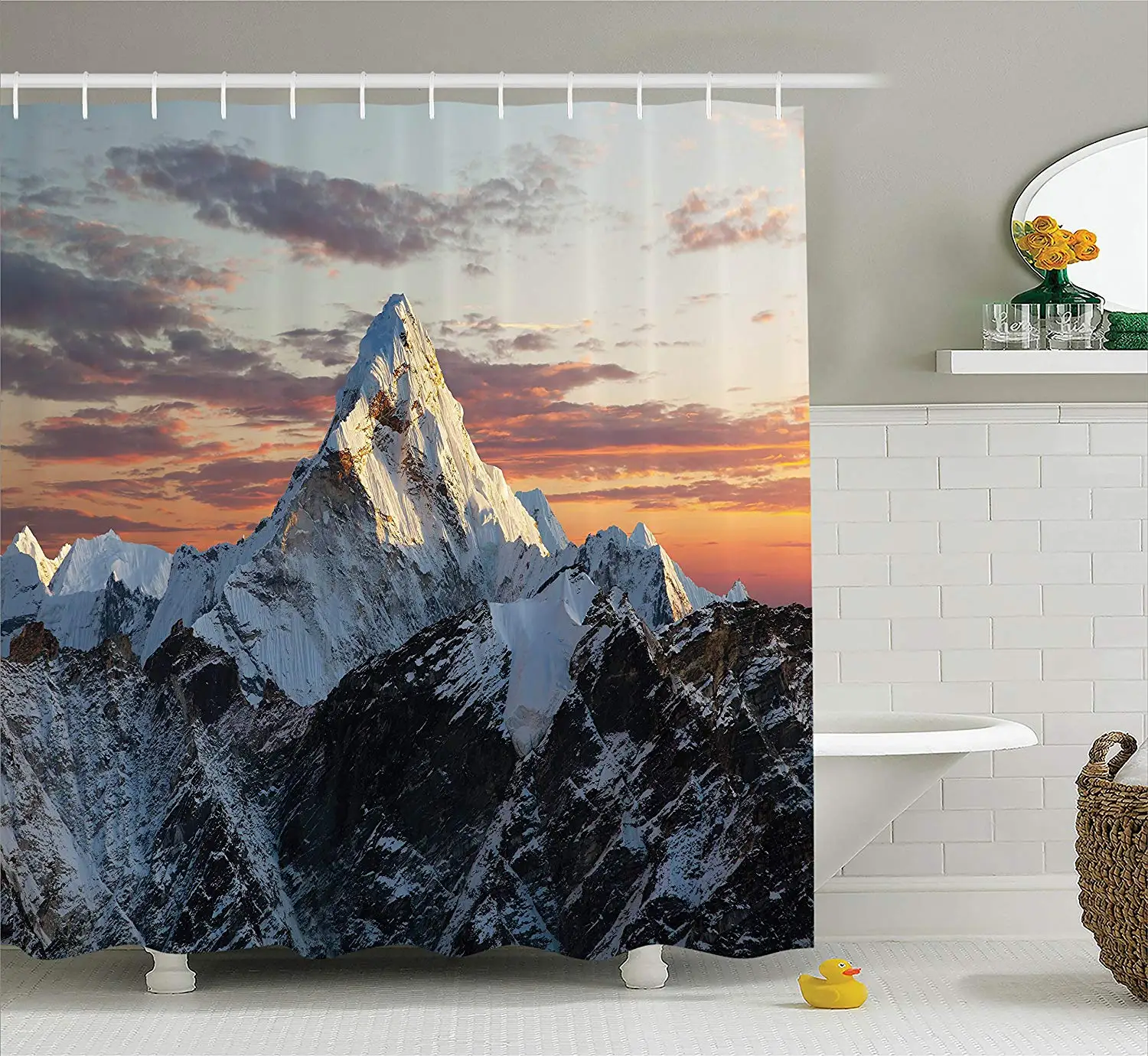 Apartment Shower Curtain Evening Of South Asian High Mountain Above The